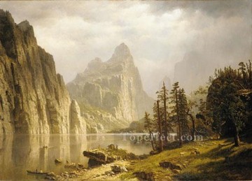 風景 Painting - マーセド川ヨセミテ渓谷アルバート・ビアシュタットの風景